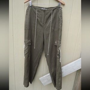 Max Studio Linen Pants in Olive sz L
